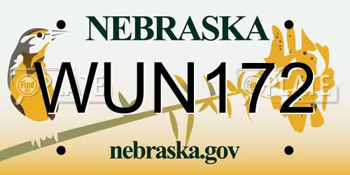 WUN172 Nebraska License Plate