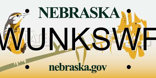WUNKSWF Nebraska License Plate