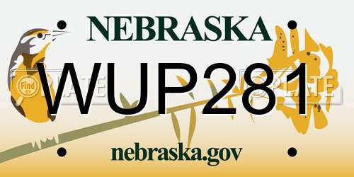 WUP281 Nebraska License Plate