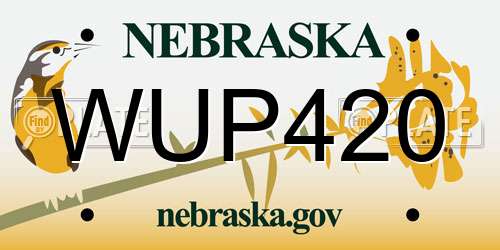 WUP420 Nebraska License Plate