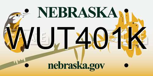 WUT401K Nebraska License Plate