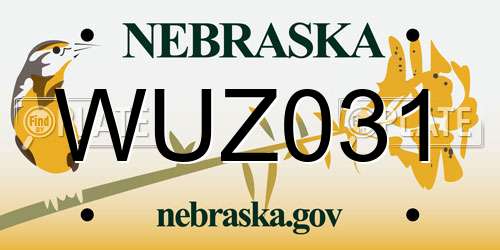 WUZ031 Nebraska License Plate