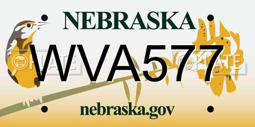 WVA577 Nebraska License Plate