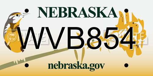 WVB854 Nebraska License Plate