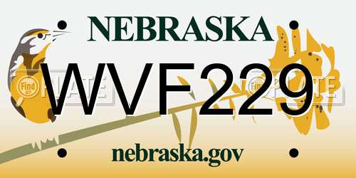 WVF229 Nebraska License Plate