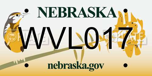 WVL017 Nebraska License Plate