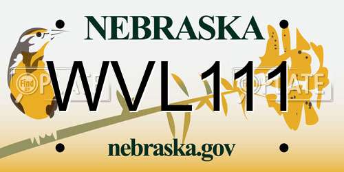 WVL111 Nebraska License Plate