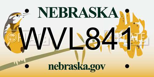 WVL841 Nebraska License Plate