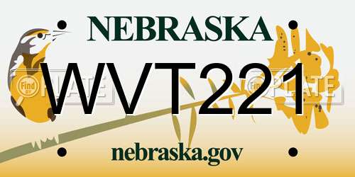 WVT221 Nebraska License Plate