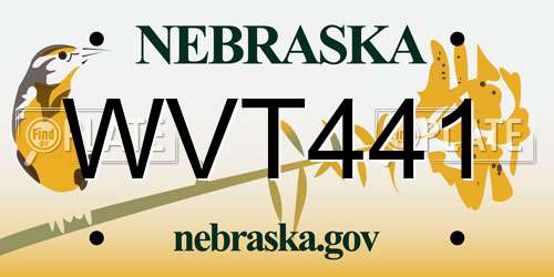 WVT441 Nebraska License Plate