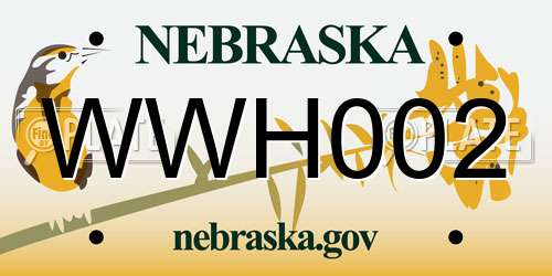 WWH002 Nebraska License Plate