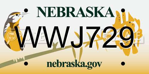 WWJ729 Nebraska License Plate