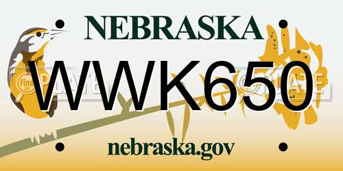 WWK650 Nebraska License Plate