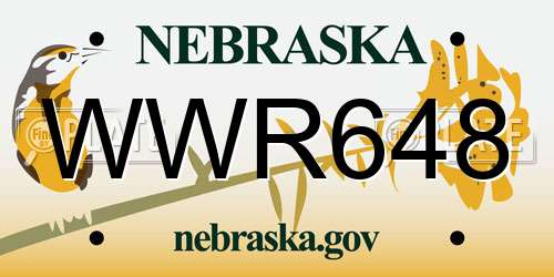 WWR648 Nebraska License Plate
