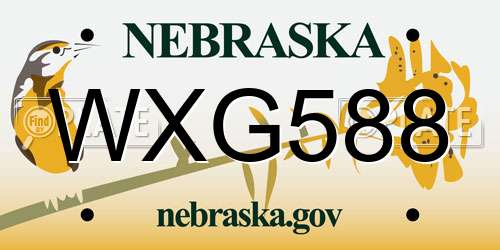 WXG588 Nebraska License Plate