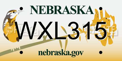 WXL315 Nebraska License Plate
