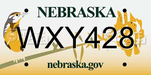 WXY428 Nebraska License Plate