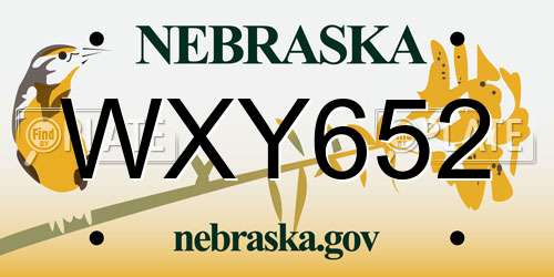 WXY652 Nebraska License Plate