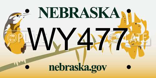 WY477 Nebraska License Plate
