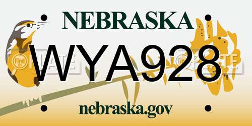 WYA928 Nebraska License Plate