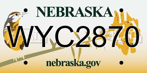 WYC2870 Nebraska License Plate