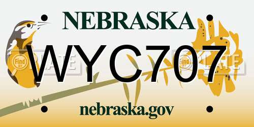 WYC707 Nebraska License Plate