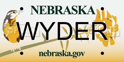 WYDER Nebraska License Plate