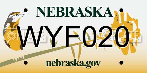 WYF020 Nebraska License Plate