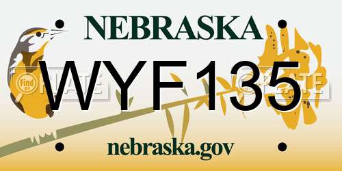 WYF135 Nebraska License Plate