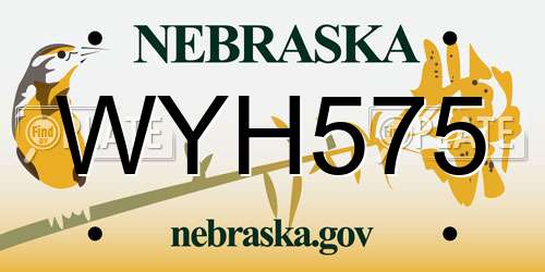 WYH575 Nebraska License Plate