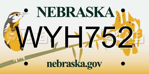 WYH752 Nebraska License Plate