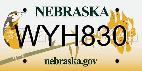 WYH830 Nebraska License Plate