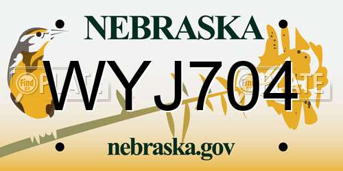 WYJ704 Nebraska License Plate