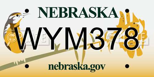 WYM378 Nebraska License Plate