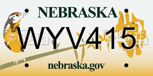WYV415 Nebraska License Plate