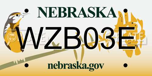 WZB03E Nebraska License Plate