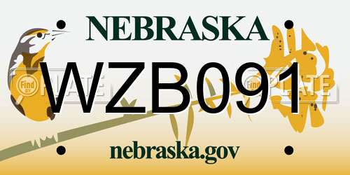 WZB091 Nebraska License Plate