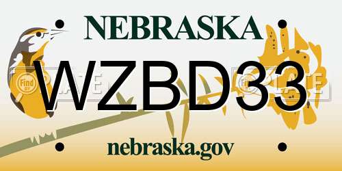 WZBD33 Nebraska License Plate