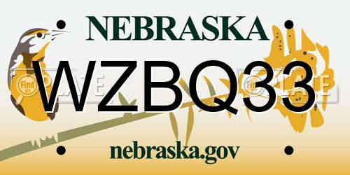 WZBQ33 Nebraska License Plate
