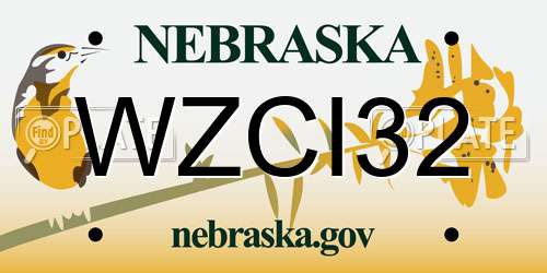 WZCI32 Nebraska License Plate