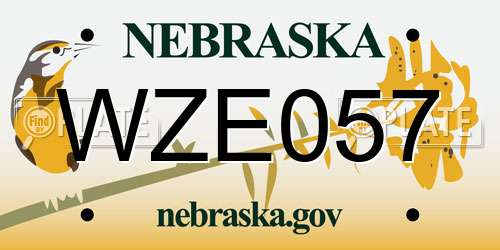 WZE057 Nebraska License Plate