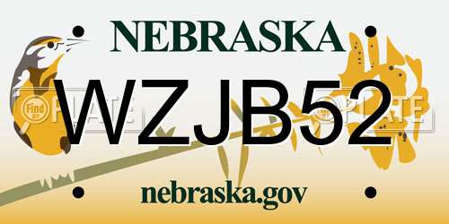 WZJB52 Nebraska License Plate