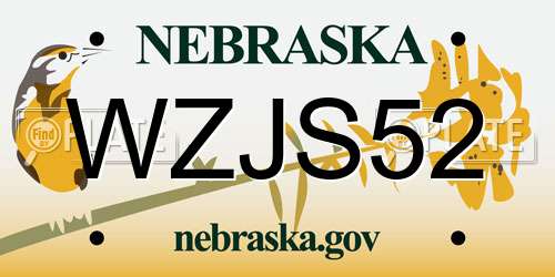 WZJS52 Nebraska License Plate
