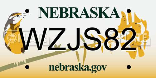 WZJS82 Nebraska License Plate