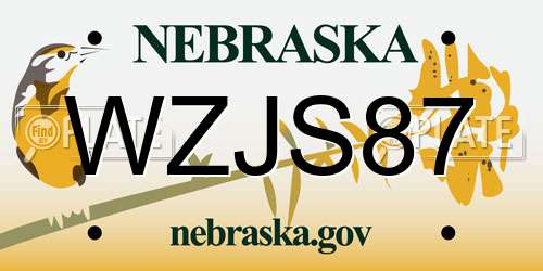 WZJS87 Nebraska License Plate