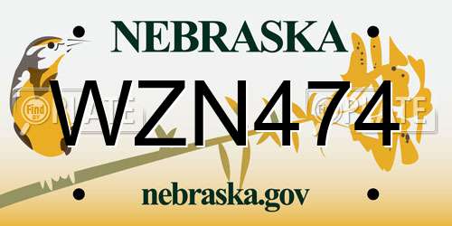 WZN474 Nebraska License Plate