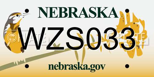 WZS033 Nebraska License Plate