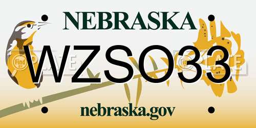 WZSO33 Nebraska License Plate