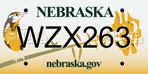 WZX263 Nebraska License Plate