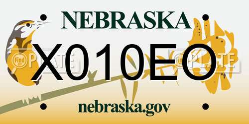 X010EO Nebraska License Plate